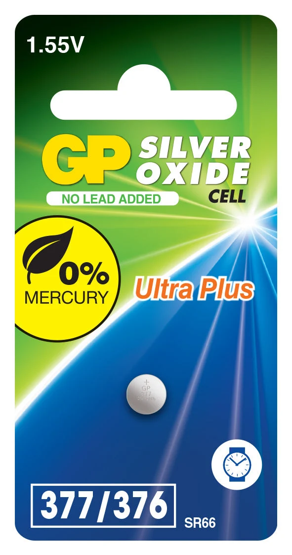 GP Silver Oxide Button 377 (SR66) card of 1